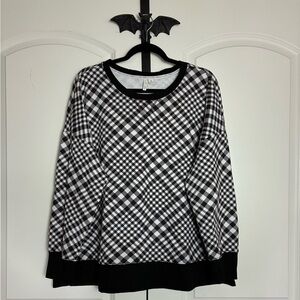 Live Well Black & White Plaid Lightweight Sweatshirt soft size XL